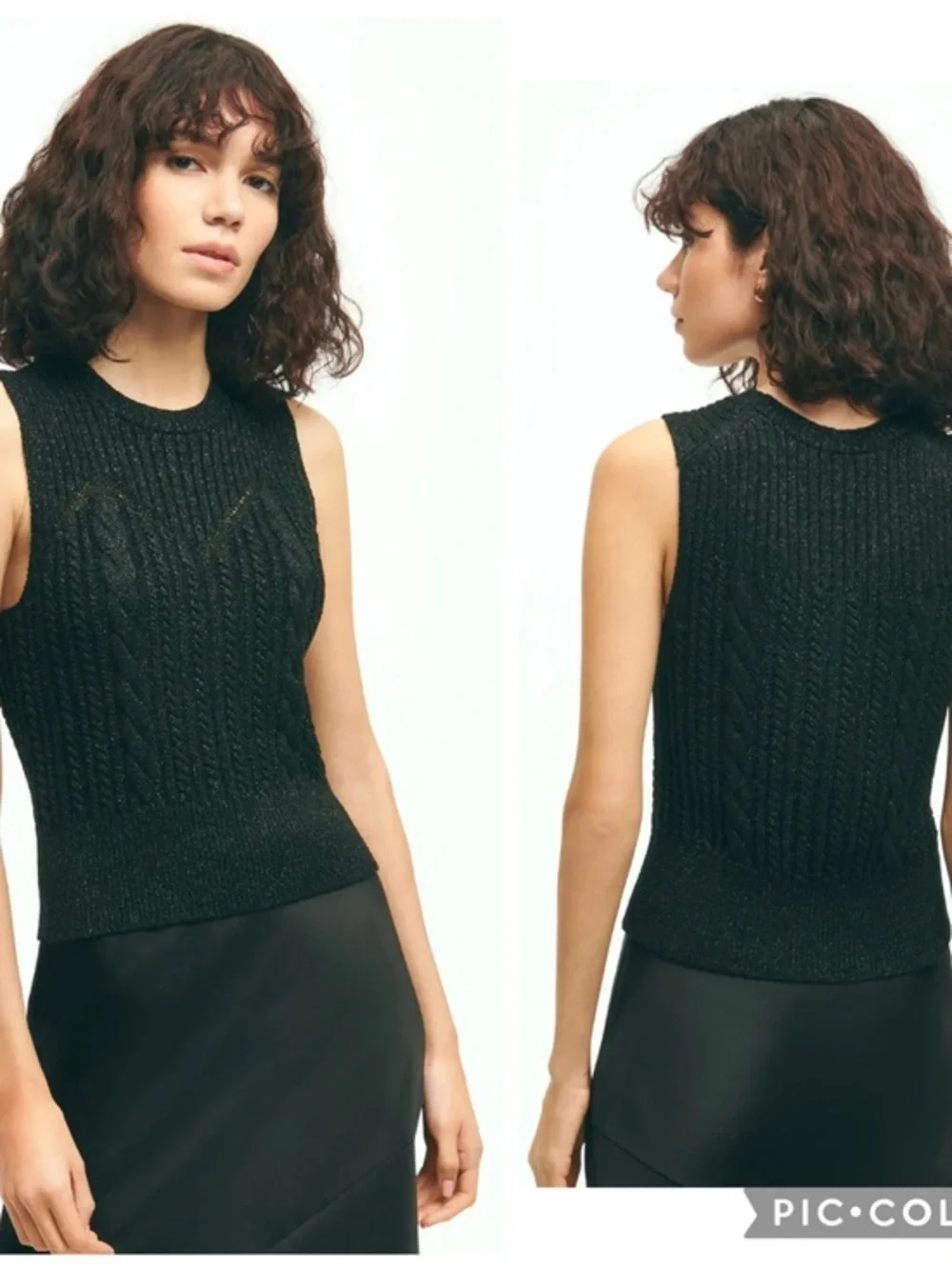 Brooks Brothers  Cable Knit Cropped Sleeveless Sweater Sz Medium